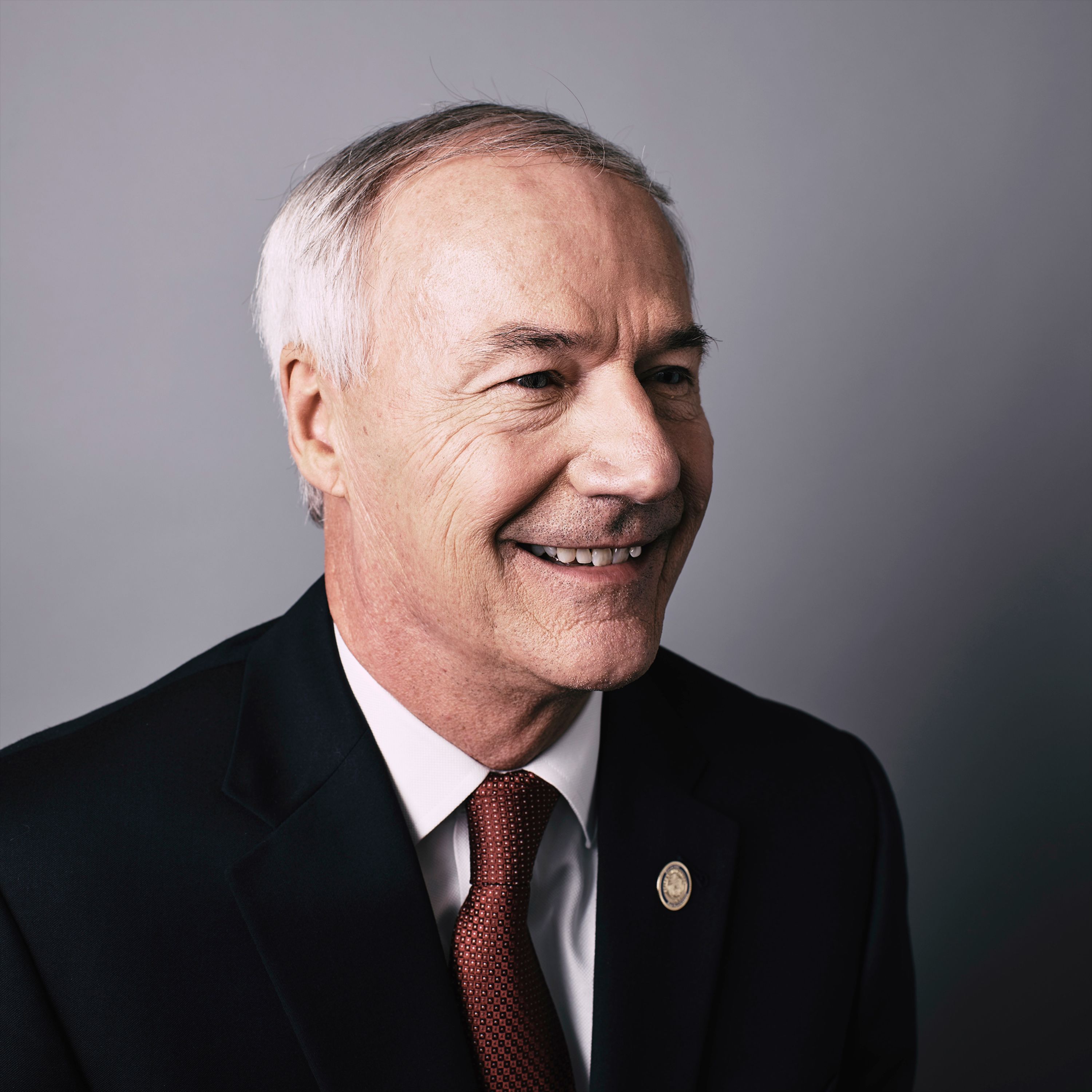 Asa Hutchinson poses for a portrait at the Republican National Convention in 2016.