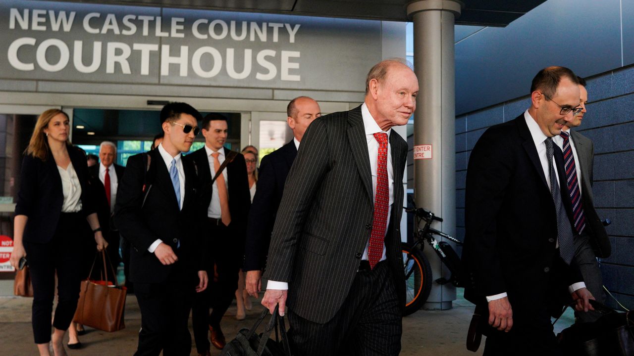 Fox lawyers leave the courthouse after Dominion Voting Systems and Fox settled a defamation lawsuit for 7.5 million, avoiding trial, over Fox's coverage of debunked election-rigging claims, in Delaware Superior Court, in Wilmington, Delaware, U.S. April 18, 2023. 