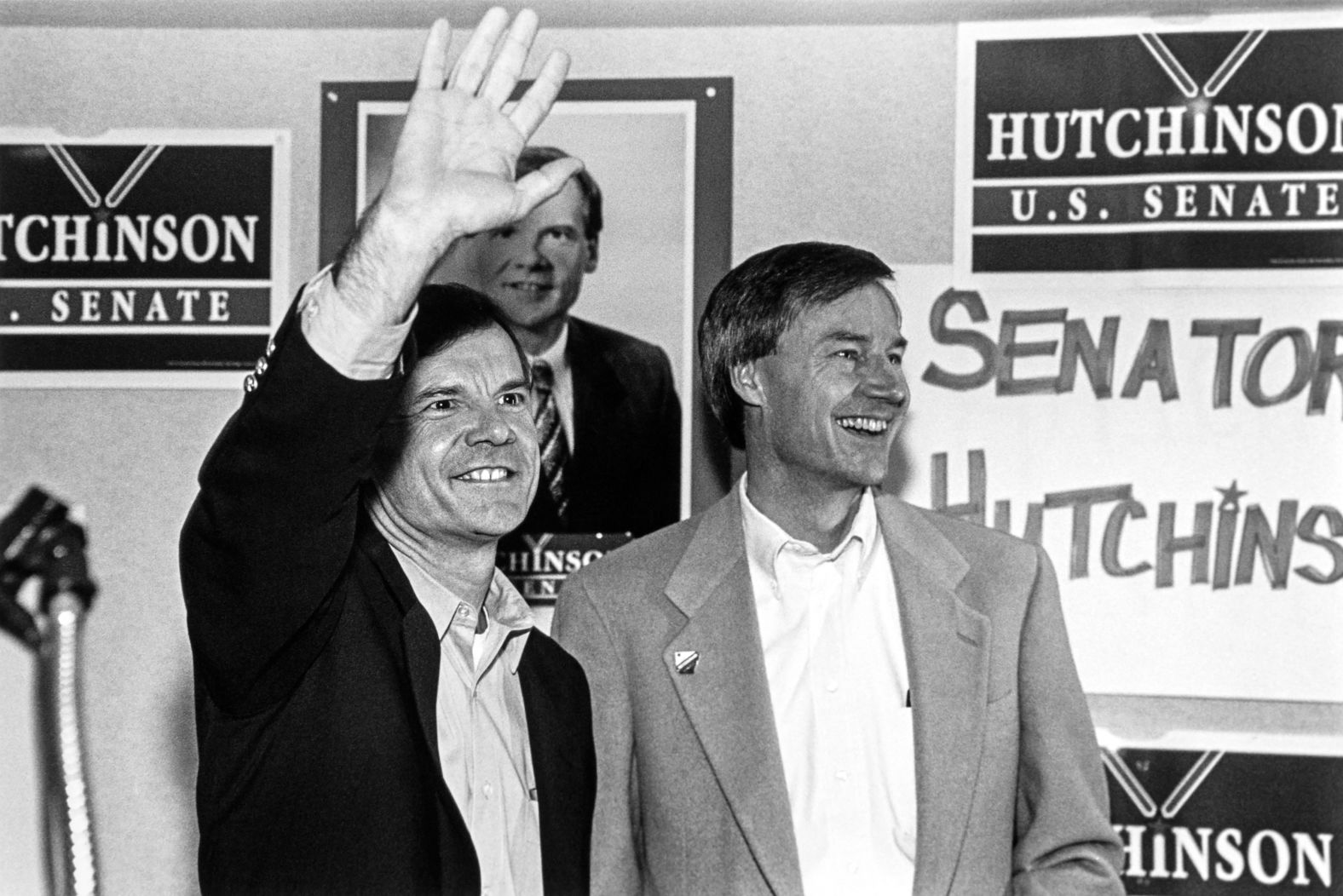 Hutchinson, right, and his older brother, Tim, attend a victory party in Fayetteville, Arkansas, in 1996. Asa Hutchinson had just been elected to the US House of Representatives. He succeeded Tim, who was elected to the US Senate.