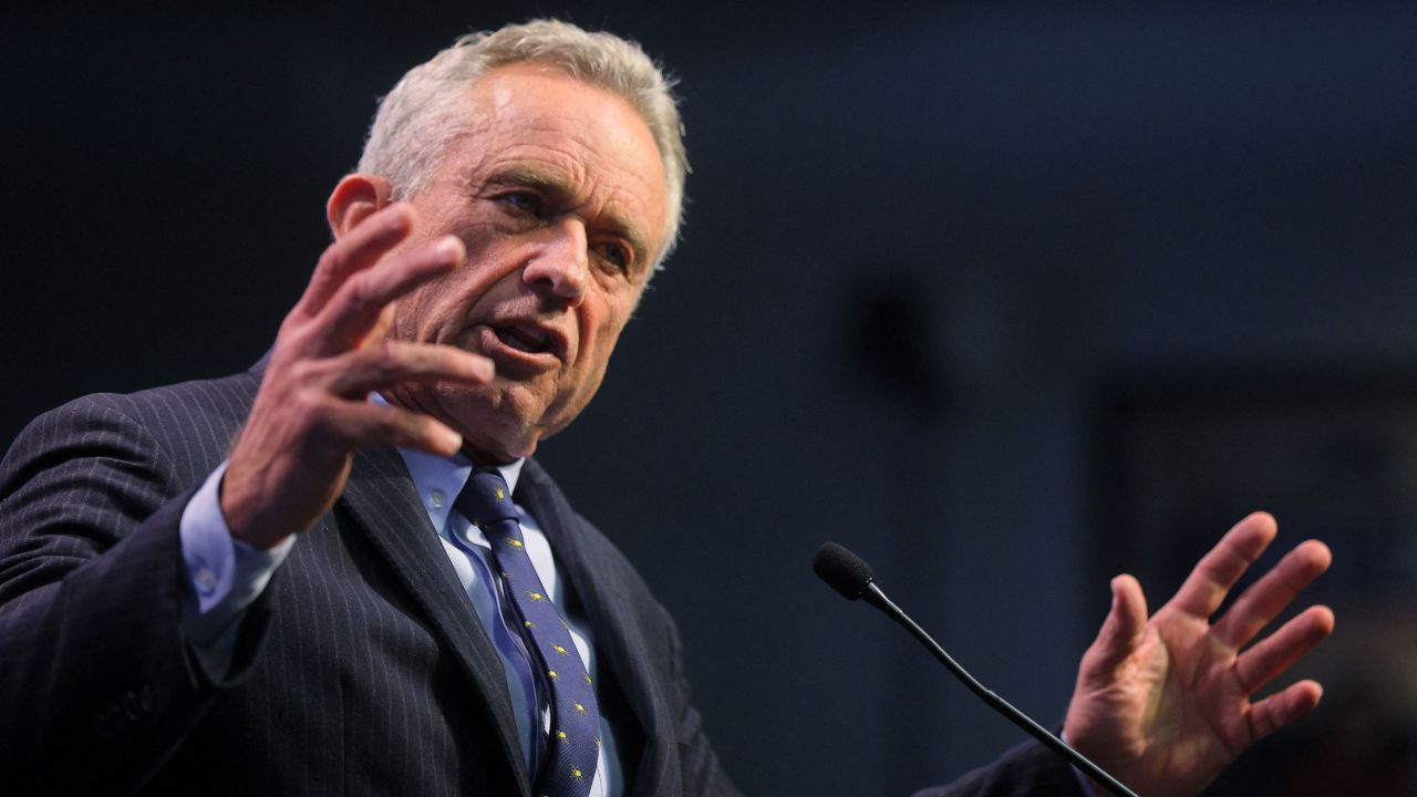 Robert F. Kennedy Jr. speaks at the NH Institute of Politics at St. Anselm College in Manchester, New Hampshire, on March 3, 2023.