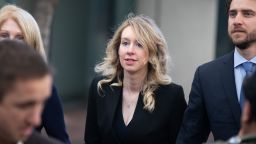Elizabeth Holmes, founder of Theranos Inc., arrives at federal court in San Jose, California, US, on Friday, March 17, 2023. Holmes made her final appearance before the federal judge who sentenced her to 11 1/4 years in prison for defrauding Theranos investors. She's scheduled to report to prison next month, but is asking to remain free on bail while she appeals her conviction and sentence. 