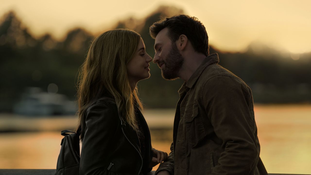 Ana de Armas and Chris Evans in "Ghosted," premiering on Apple TV+.