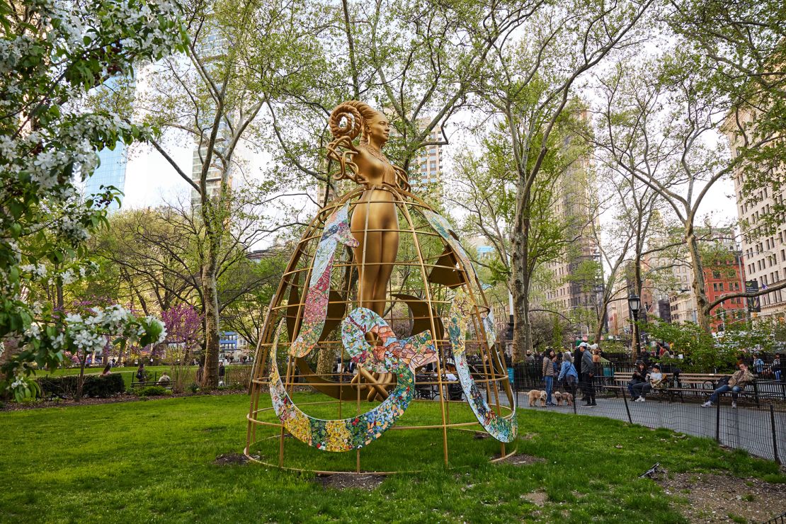 The intact work of art, seen while on display in Madison Square Park in 2023.