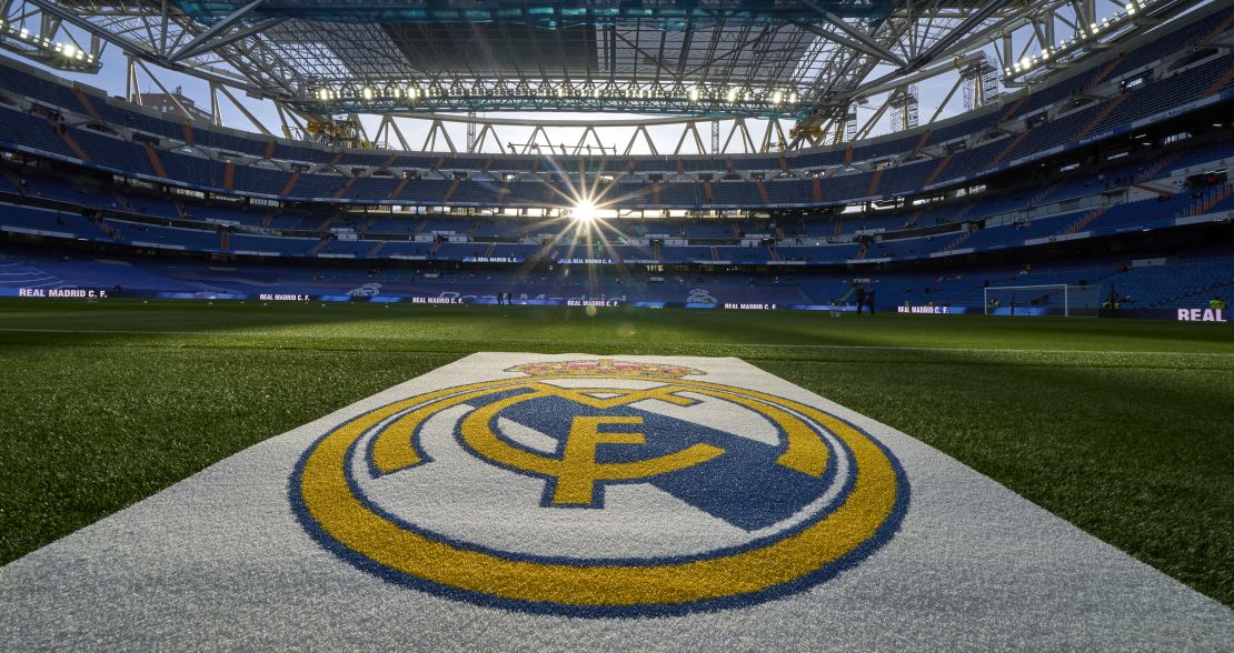 General view of Estadio Santiago Bernabeu prior to the La Liga match between Real Madrid CF and Getafe CF on April 09, 2022 in Madrid, Spain.