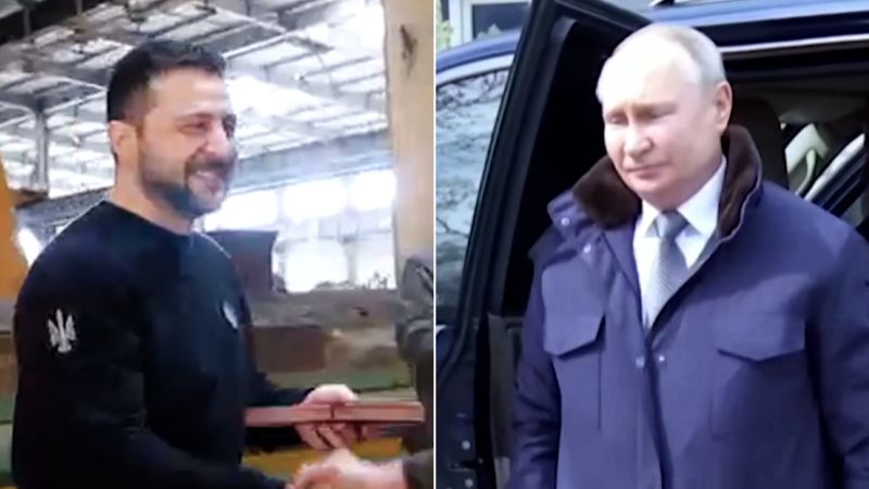 Video: Vladimir Putin and Volodymyr Zelensky visit troops as war rages on | CNN