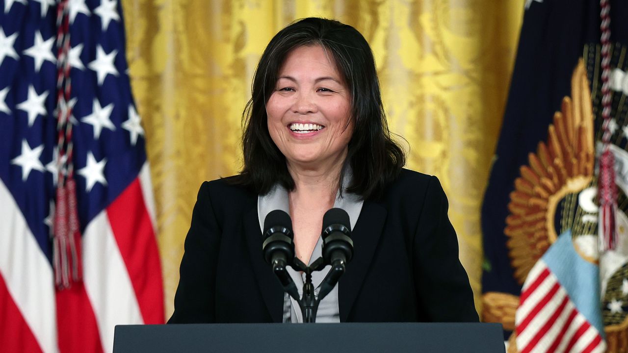 Julie Su, nominee to be the next Secretary of Labor, speaks during an event in the East Room of the White House on March 1 in Washington, DC.
