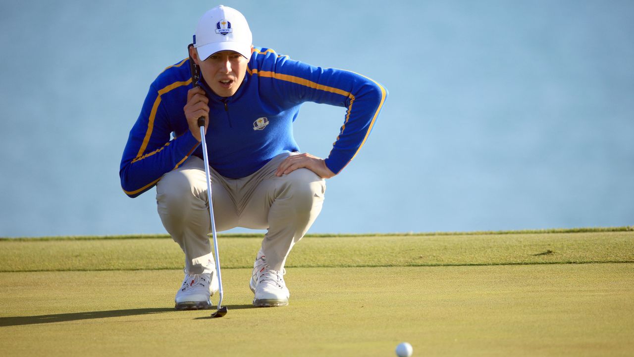 Fitzpatrick lines up a putt during the 43rd Ryder Cup at Whistling Straits in 2021.