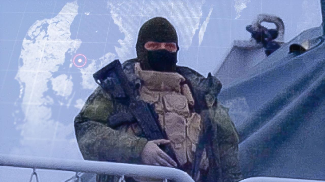 A masked man emerged on the deck of the Admiral Vladimirsky, the ship at the center of an investigation that found a Russian fleet of suspected spy ships in Nordic waters.