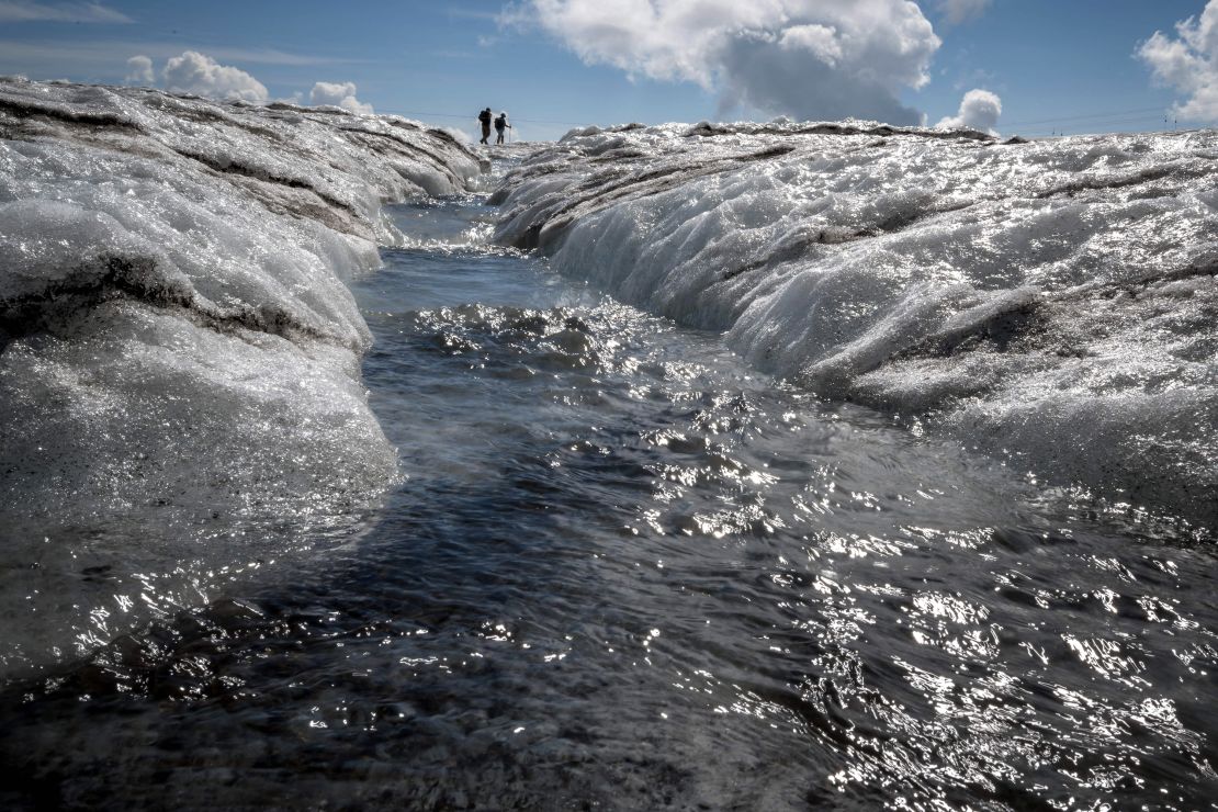 A meltwater stream flowing from the Tsanfleuron Glacier, Switzerland.  The country is seeing its alpine glaciers melting at an increasingly rapid rate.