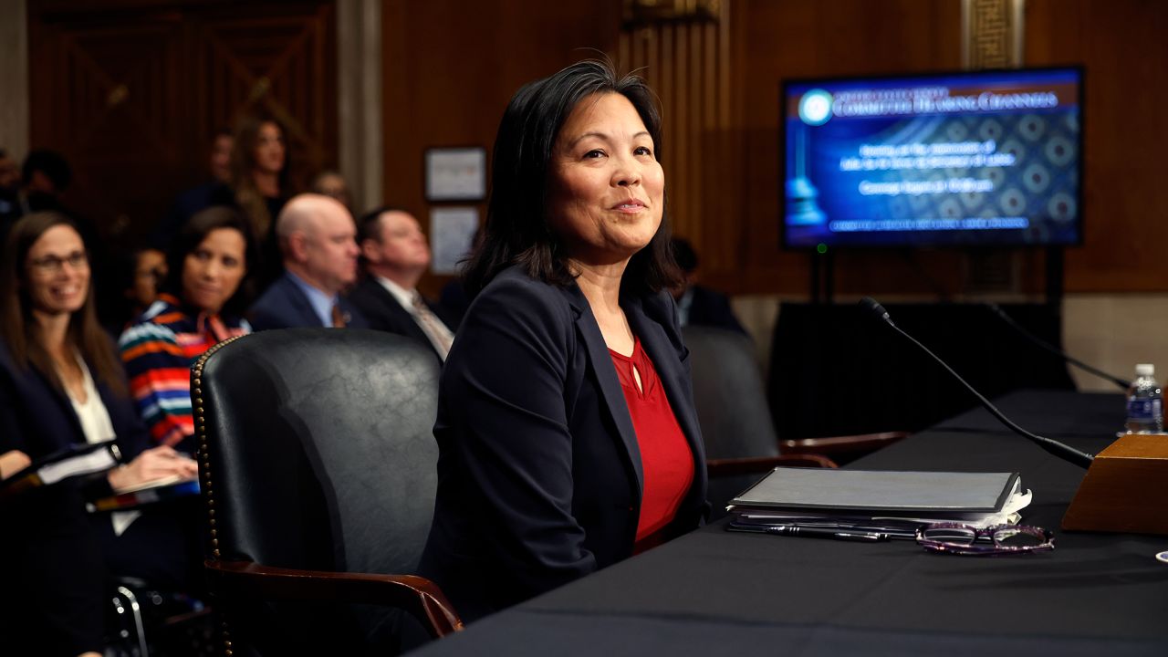 Deputy Labor Secretary Julie Su prepares to testify before the Senate Health, Education, Labor and Pensions Committee during her confirmation hearing to be the next secretary of the Labor Department in on April 20 in Washington, DC.