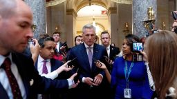 US House Speaker Kevin McCarthy (R-CA) speaks to reporters on Capitol Hill in Washington, DC, on April 19, 2023. (Photo by Stefani Reynolds / AFP) (Photo by STEFANI REYNOLDS/AFP via Getty Images)