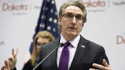 FILE - North Dakota Gov. Doug Burgum speaks at the state Capitol on April 10, 2020, in Bismarck, N.D.  Burgum has signed a veto-proof bill into law, Thursday, April 20, 2023, that restricts transgender health care and criminalizes providers who give gender-affirming care to people under 18. (Mike McCleary/The Bismarck Tribune via AP, File)