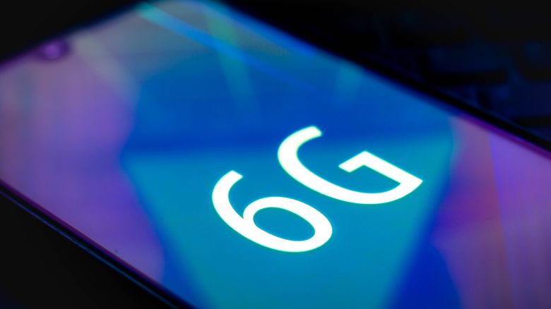 In this photo illustration, a 6G logo seen displayed on a smartphone.