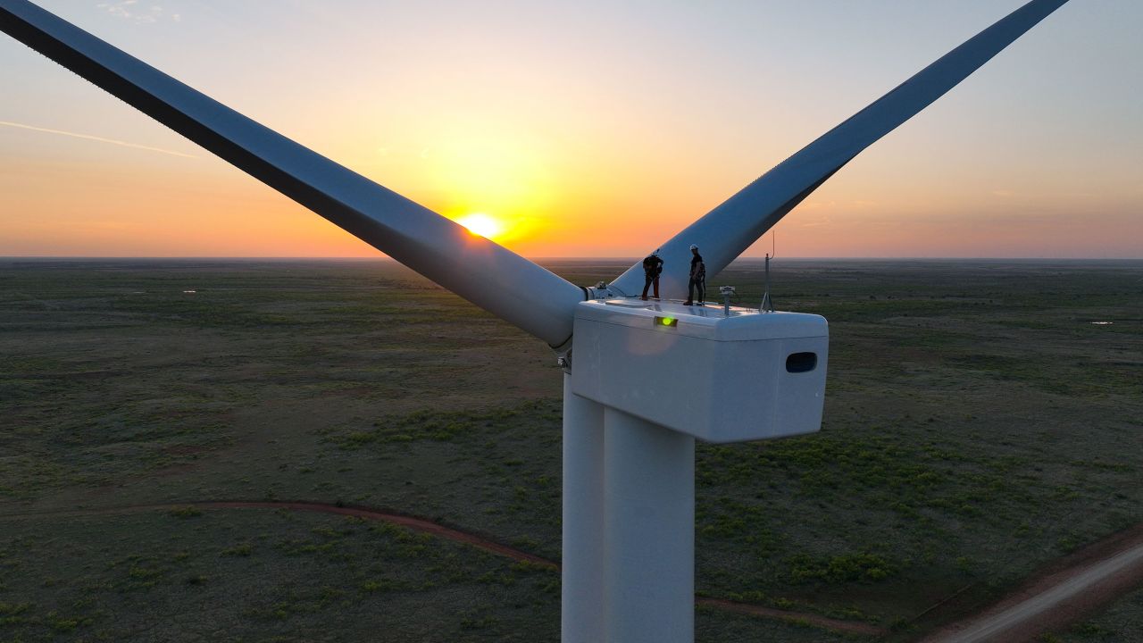 Energy from clean sources, like this windmill in Texas, is heating and cooling more homes in America than ever before. 