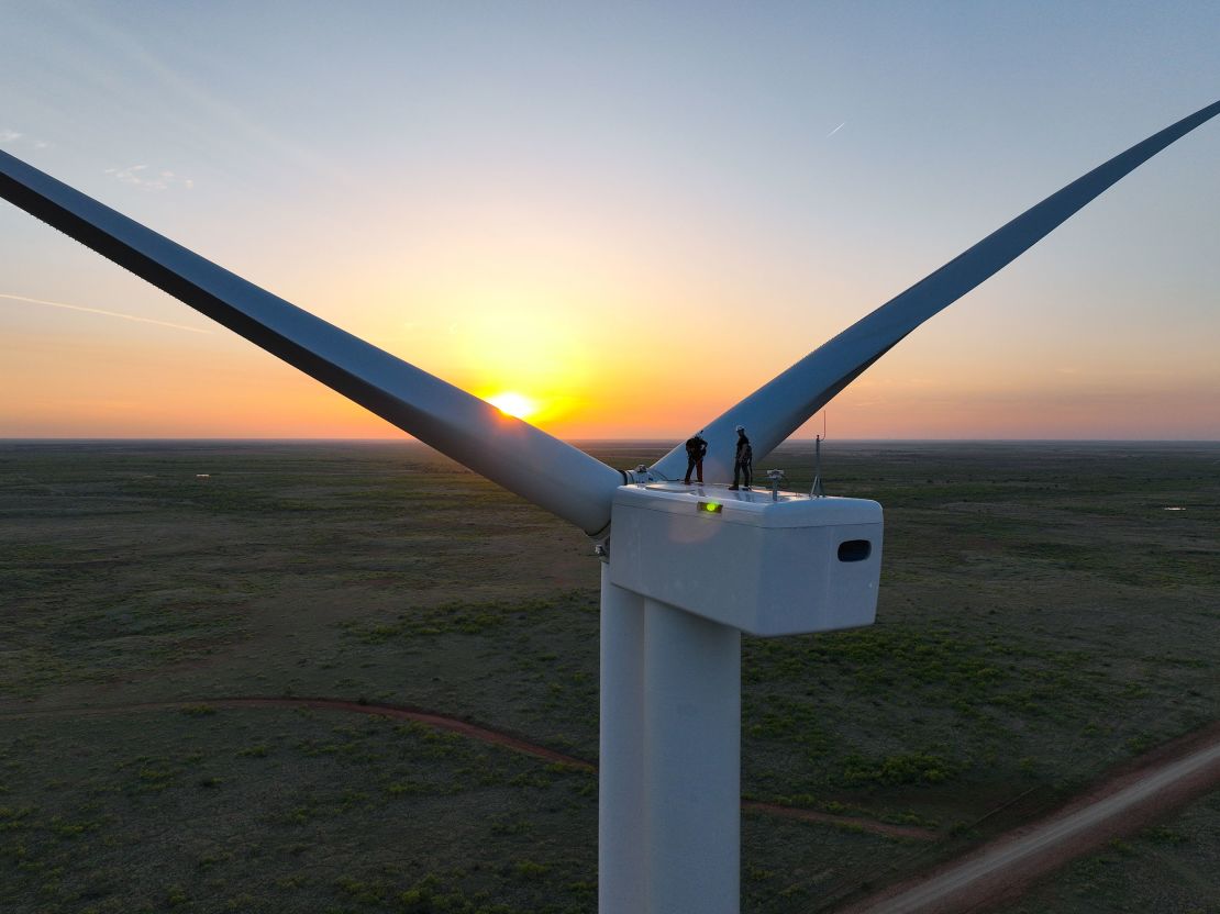 Energy from clean sources, like this windmill in Texas, is heating and cooling more homes in America than ever before. 
