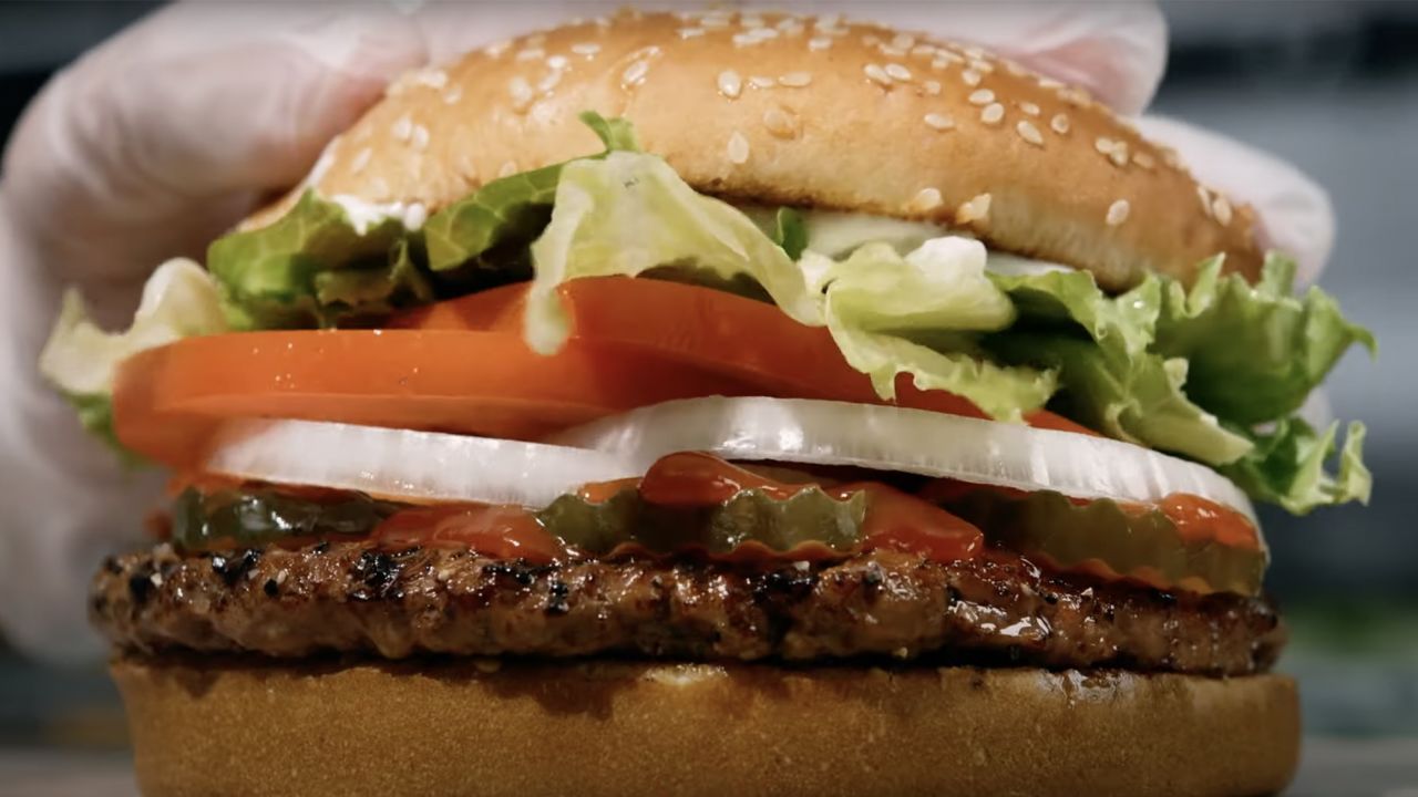 A screen grab from Burger King's new ad campaign shows a Whopper.