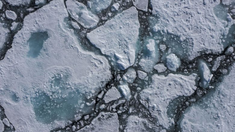 NORWAY- JULY 16: An aerial view of glaciers near Svalbard Islands, in the Arctic Ocean in Norway on July 17, 2022. Turkish scientists shed light on the unknown future of the world by monitoring global climate change, following the sea ice and glaciers that provide the world's heat balance and decreasing every year within the scope of the 2nd National Arctic Scientific Research Expedition. Approximately 1.5 million square kilometers of sea ice has melted in the arctic region, which is the most heated by the effects of global climate change and the studies with satellite data since 1970 indicate that sea ice is decreasing every year. (Photo by Sebnem Coskun/Anadolu Agency via Getty Images)