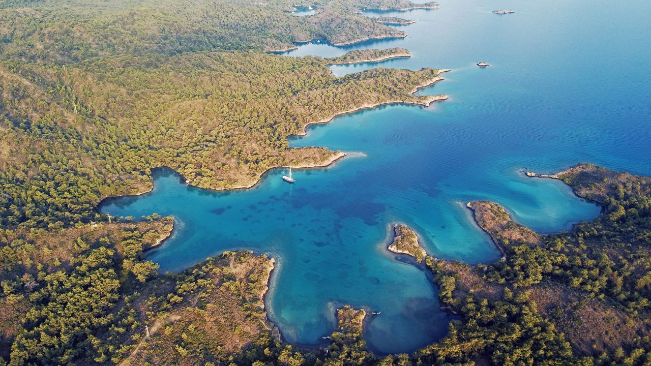 Photographer Credit: Zafer Kizilkaya
Caption: Aerial view of Gokova Bay MPA.