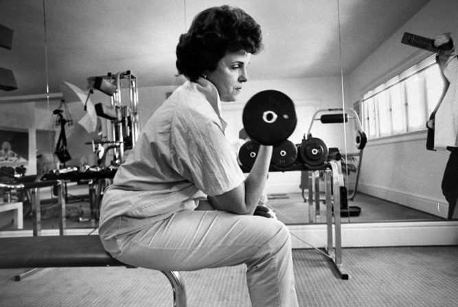 Feinstein works out in her home gym in 1990. She ran an unsuccessful bid for governor of California that year.