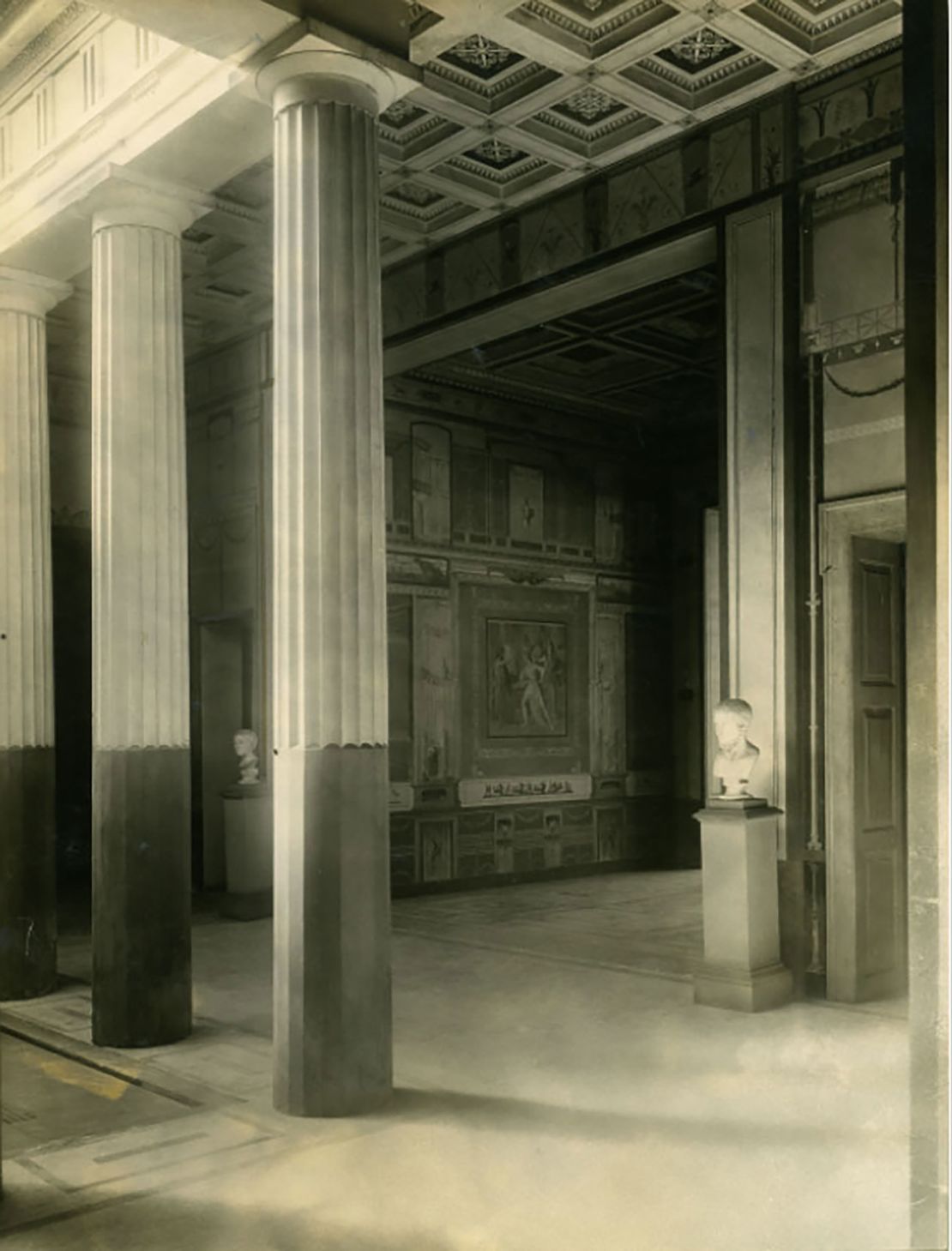 The portrait displayed in the courtyard of the Pompejanum, Aschaffenburg, 1931.