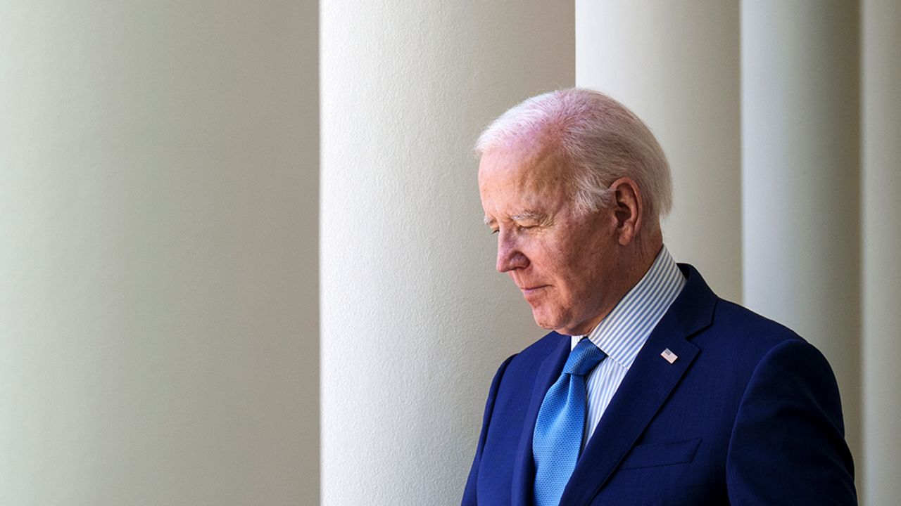 President Joe Biden arrives for an event in the Rose Garden on April 21, 2023.