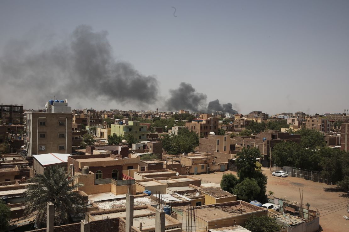 Smoke rises over Khartoum over the weekend. The fighting in Sudan's capital between the Sudanese army and Rapid Support Forces resumed after an internationally brokered cease-fire failed. 