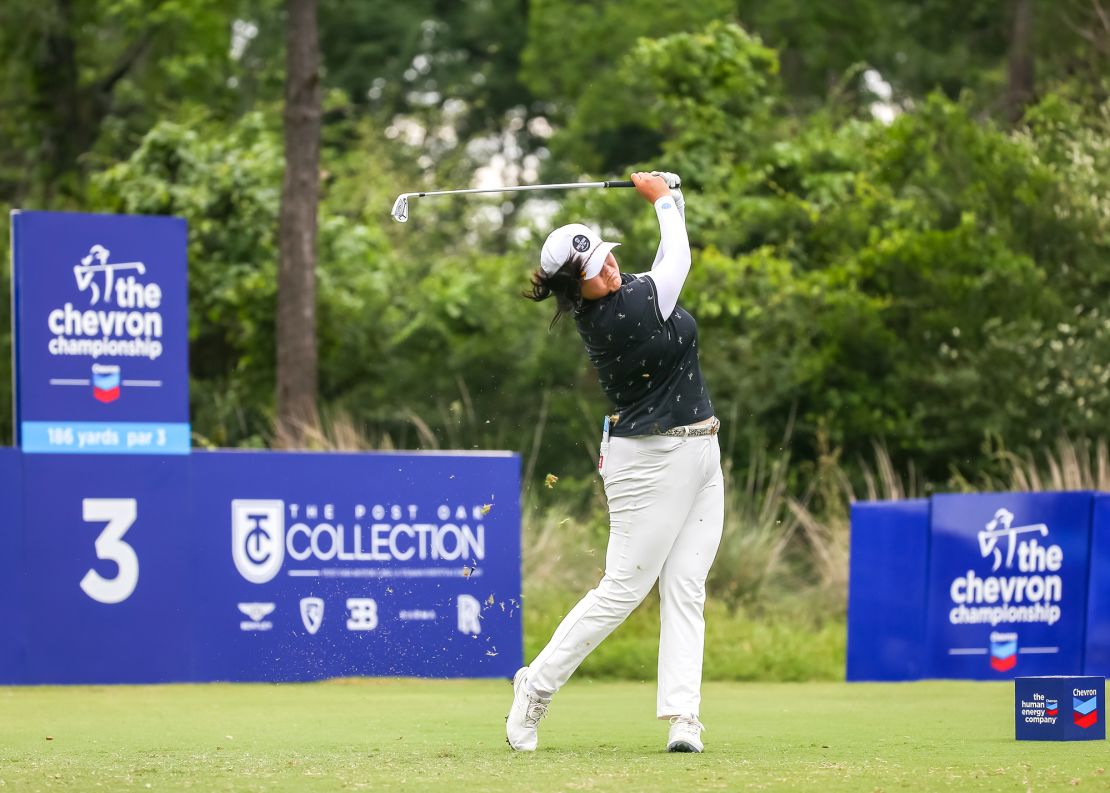 Yin drives from the third tee during the final round.