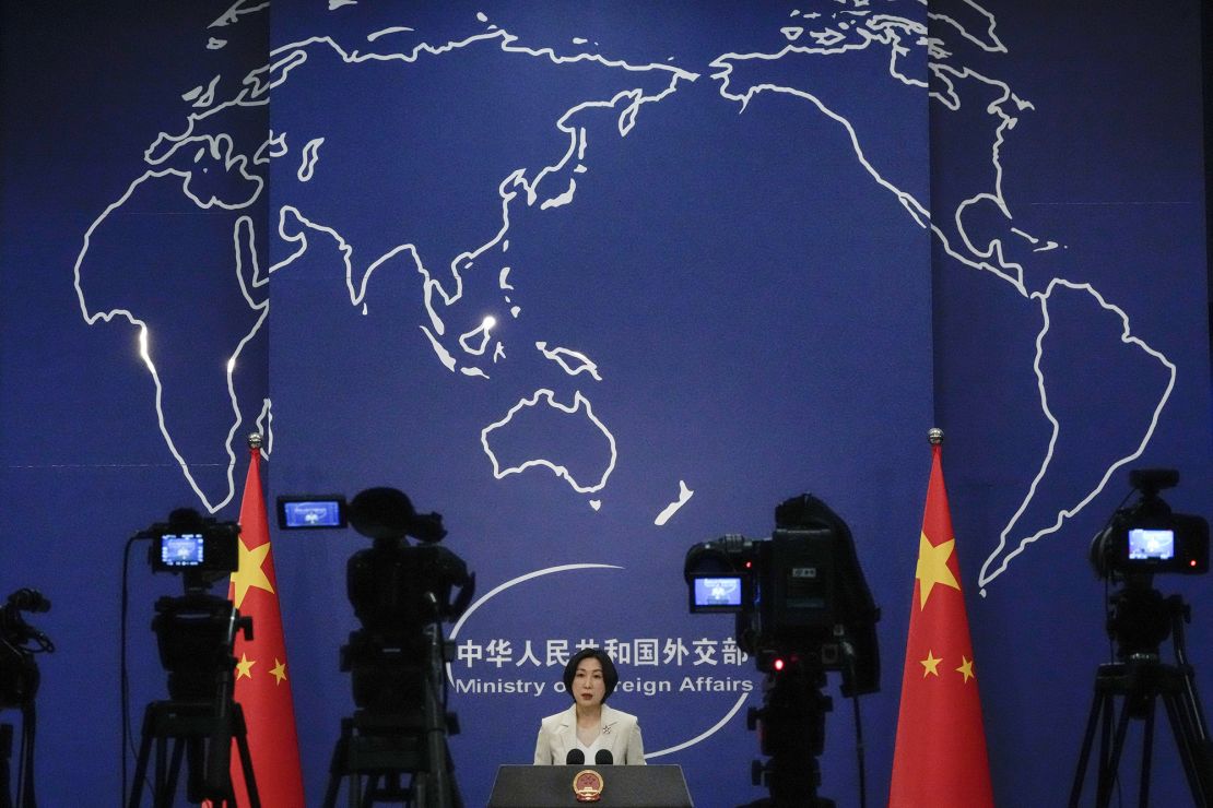 Chinese Foreign Ministry spokesperson Mao Ning, pictured on April 24, when she said that China respects the "sovereign state status" of former Soviet Union countries.