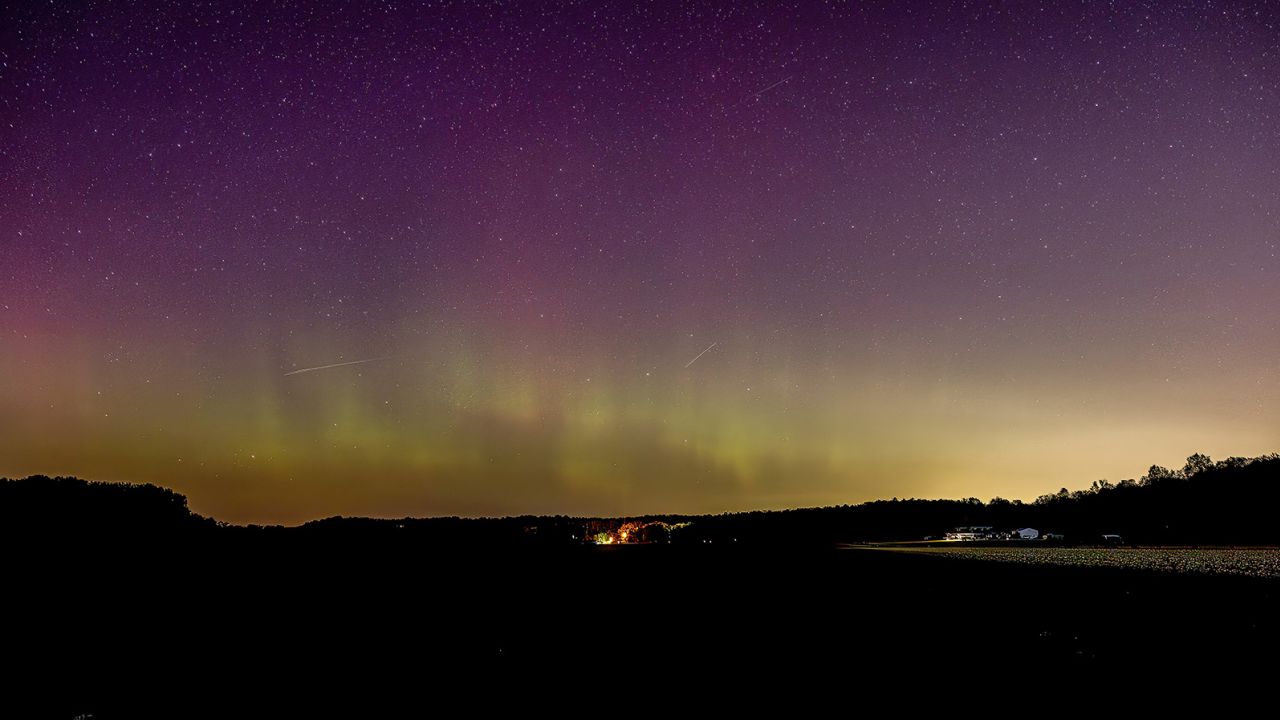 The aurora borealis were spotted over Bloomington, Indiana.