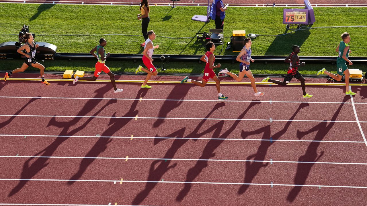Athletes compete in the men's 1,500-meter semifinal at last year's World Athletics Championships in Eugene, Oregon. 