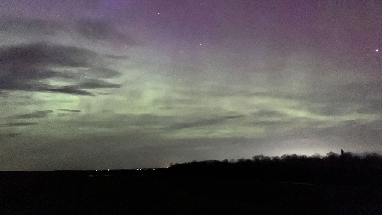 A National Weather Service employee took a photo of the northern lights in Maine on Sunday.