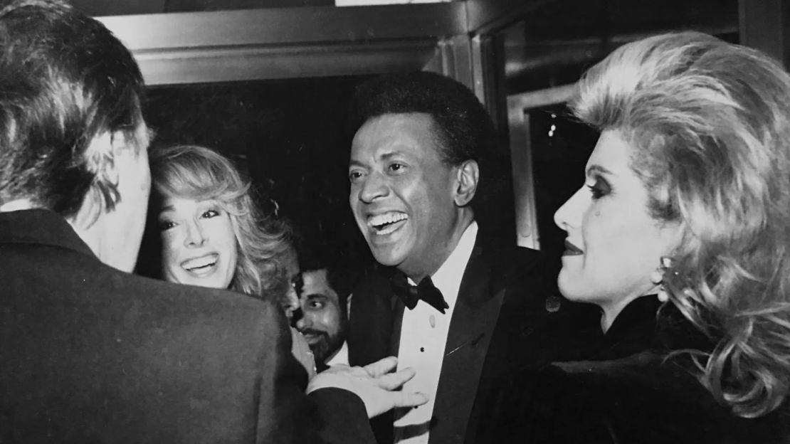 Donald Trump, E. Jean Carroll, John Johnson and Ivana Trump at an NBC party, late 1980s.