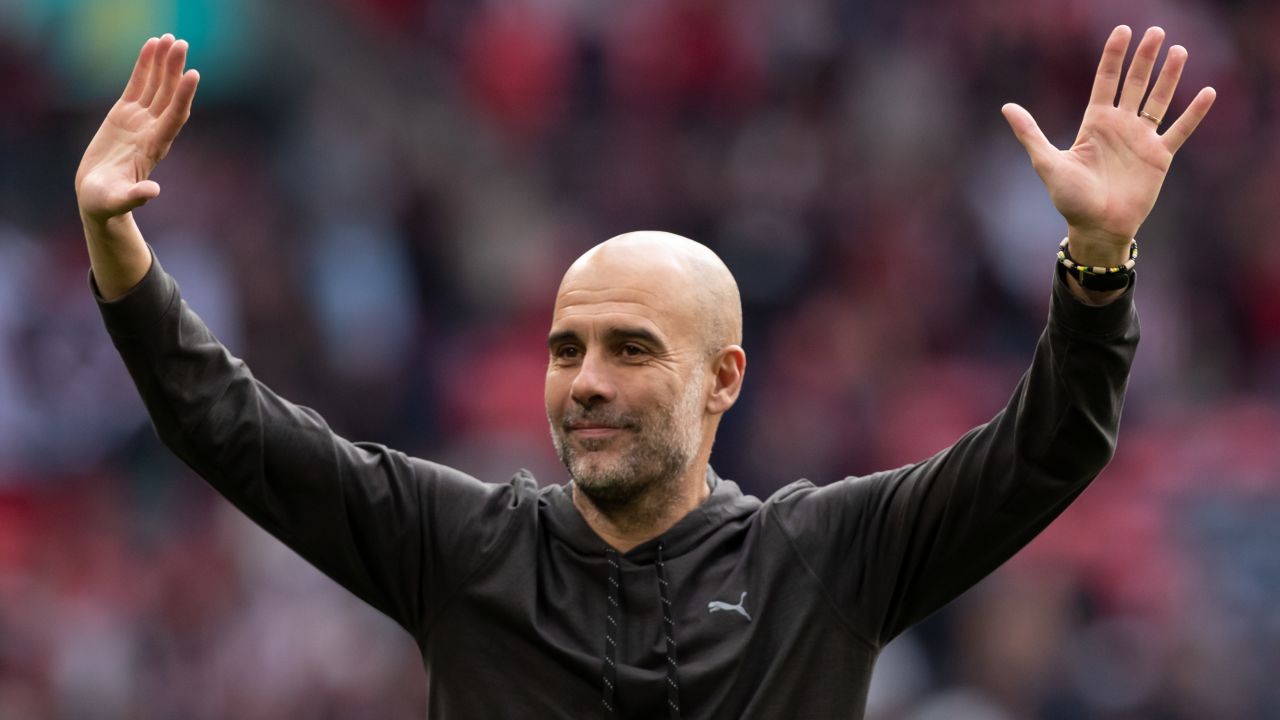 Pep Guardiola could lead Manchester City to only the second treble in English football history.