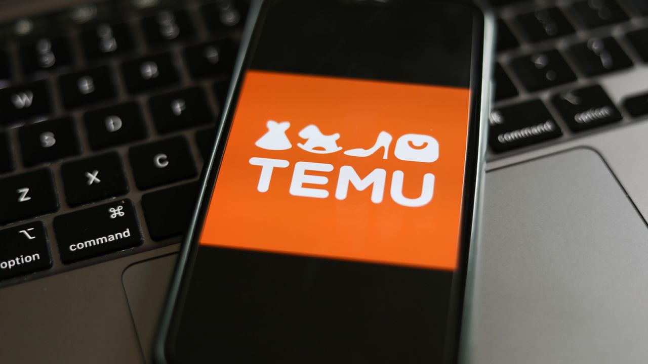 Temu's logo seen on a phone screen in Krakow, Poland in March. 