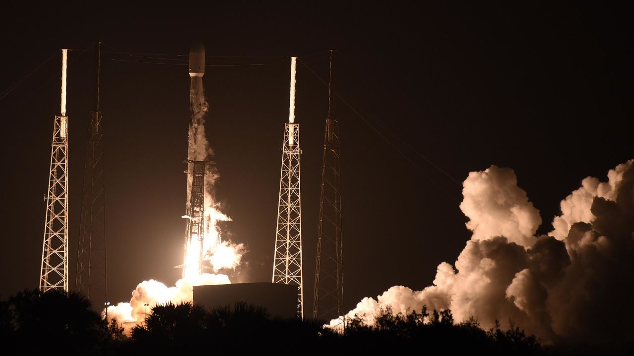A SpaceX Falcon 9 rocket launches the Hakuto-R Mission 1 from Cape Canaveral Space Force Station on December 11, 2022, in Cape Canaveral, Florida.