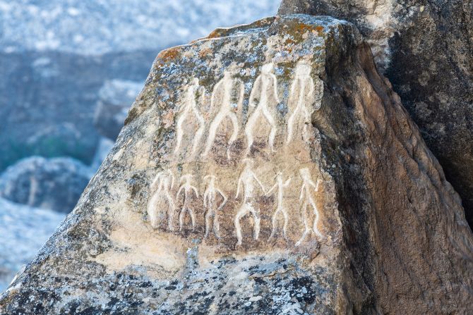 The walls and caves of Gobustan National Park trace the history of the land's culture and traditions, including carvings from the Neolithic era and the Middle Ages. 