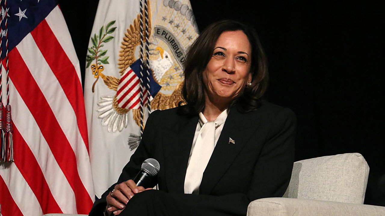 Vice President Kamala Harris takes part in a discussion about abortion and reproductive rights on the campus of the University of Nevada, Reno on April 18.
