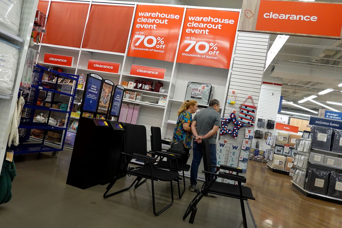 Customers shop in a Bed Bath & Beyond store on in Miami, Florida, on Monday, the day after it it filed for bankruptcy.