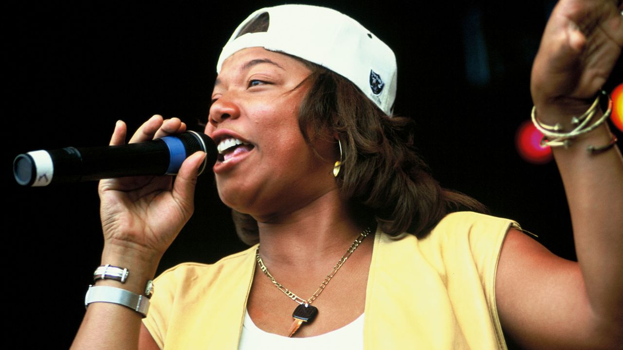 Queen Latifah performing at KMEL Summer Jam 1993 at Shoreline Amphitheater. Event held on July 31, 1993 in Mountain View, California.  