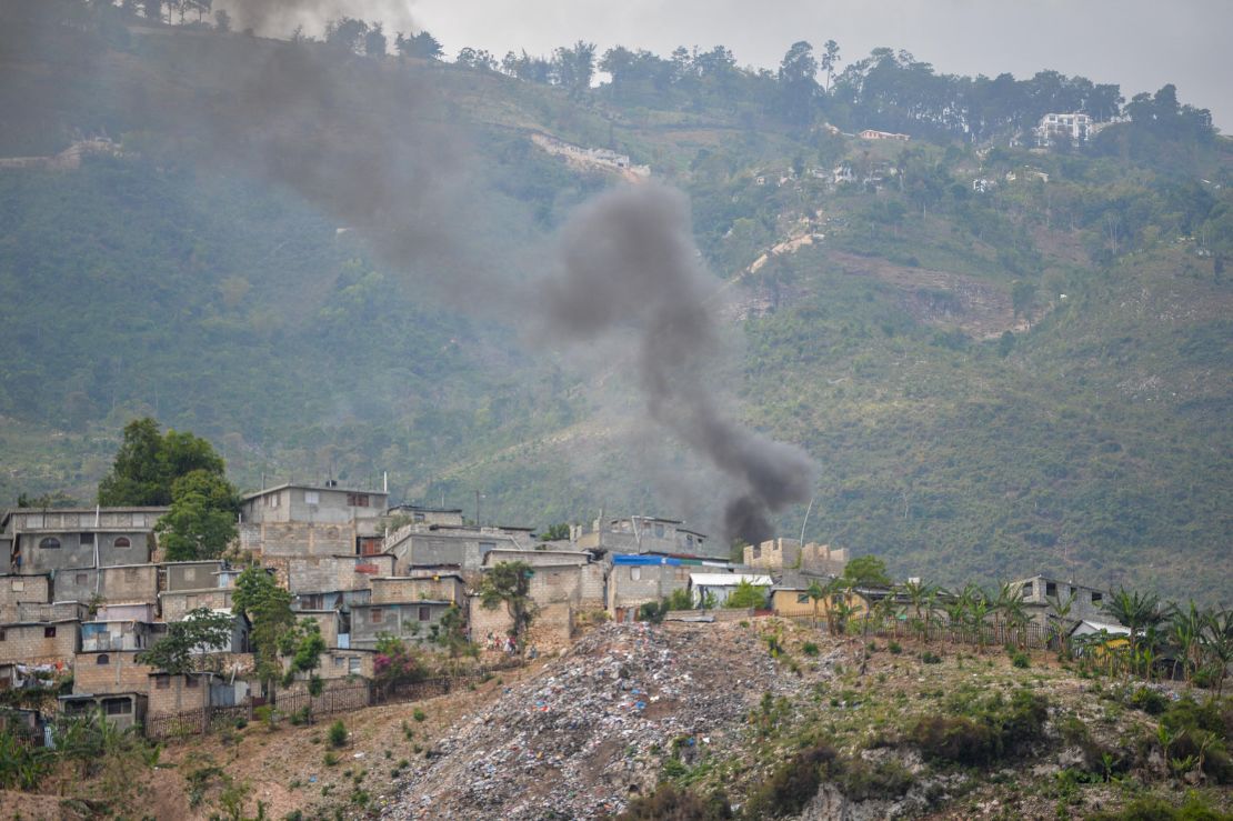 Smokes seen in the Turgeau commune of Port-au-Prince, Haiti, during gang-related violence on April 24, 2023. 