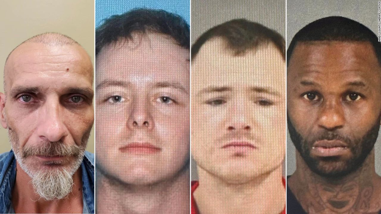 From left: Jerry Raynes, Dylan Arrington, Corey Harrison and Casey Grayson escaped from a Mississippi jail over the weekend, authorities say.