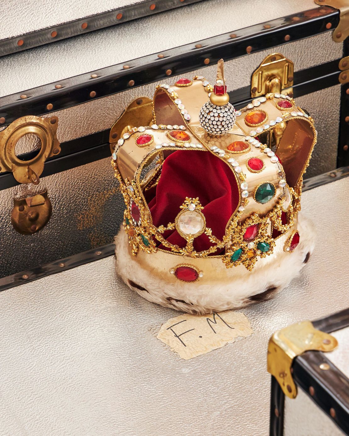 This crown in fake fur, red velvet and rhinestones was made for Mercury by costume designer Diana Moseley.