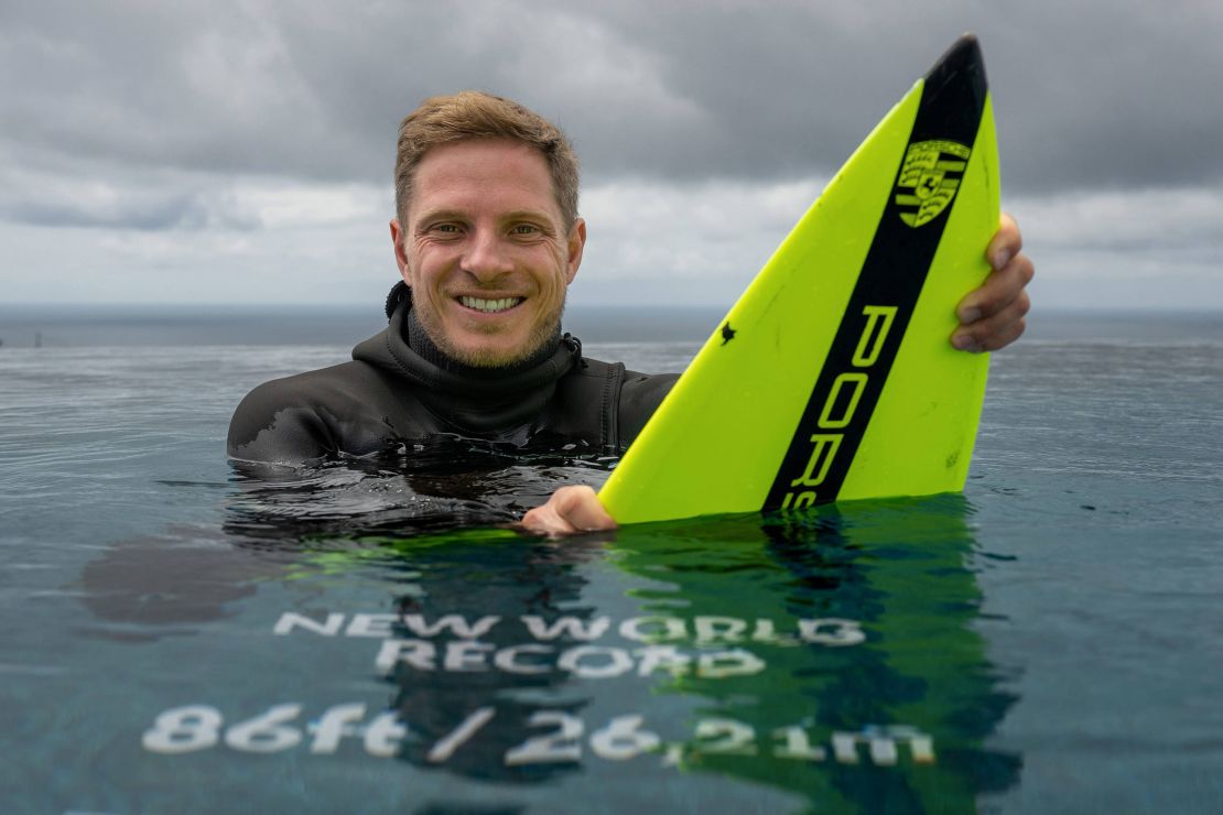 Steudtner holds the world record for the biggest wave ever surfed. 