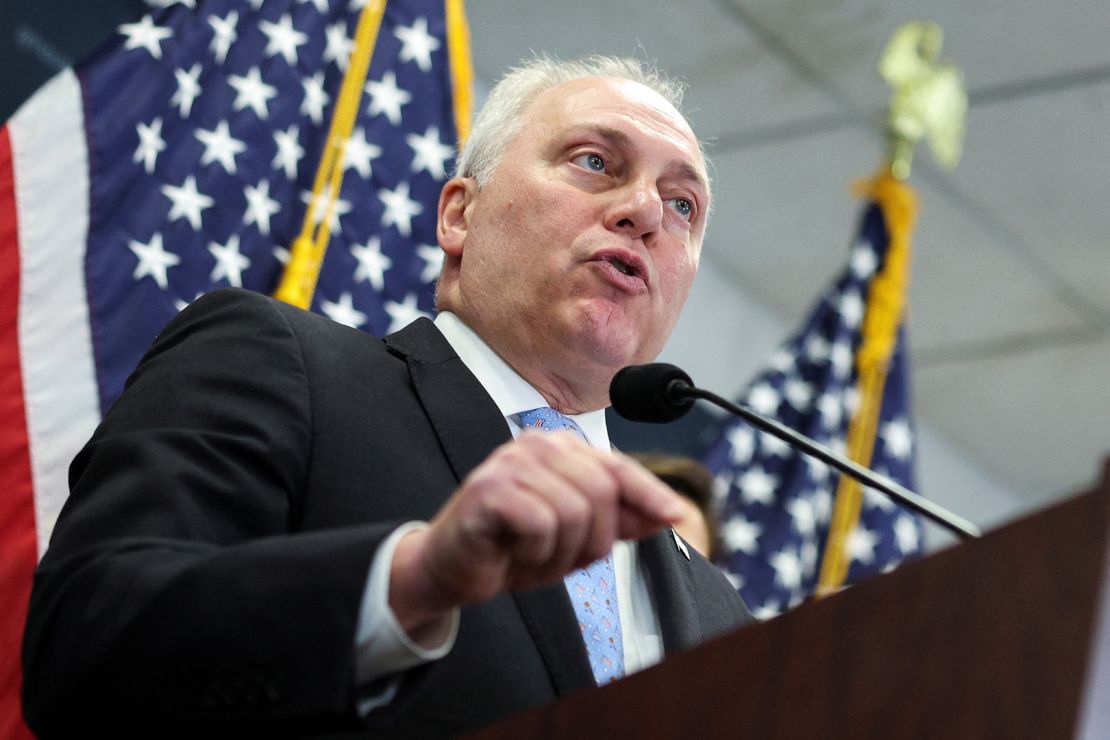 House Majority Leader Steve Scalise speaks during an April news conference in Washington, DC. 
