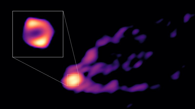 NextImg:New first-of-its-kind image reveals a jet of material launching from a black hole | CNN