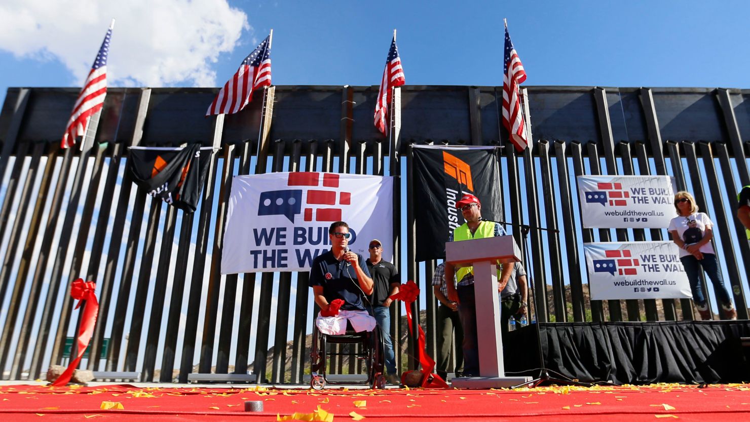 Brian Kolfage, We Build The Wall founder, speaks at a press conference Thursday, May 30, 2019, in Sunland Park, New Mexico. 