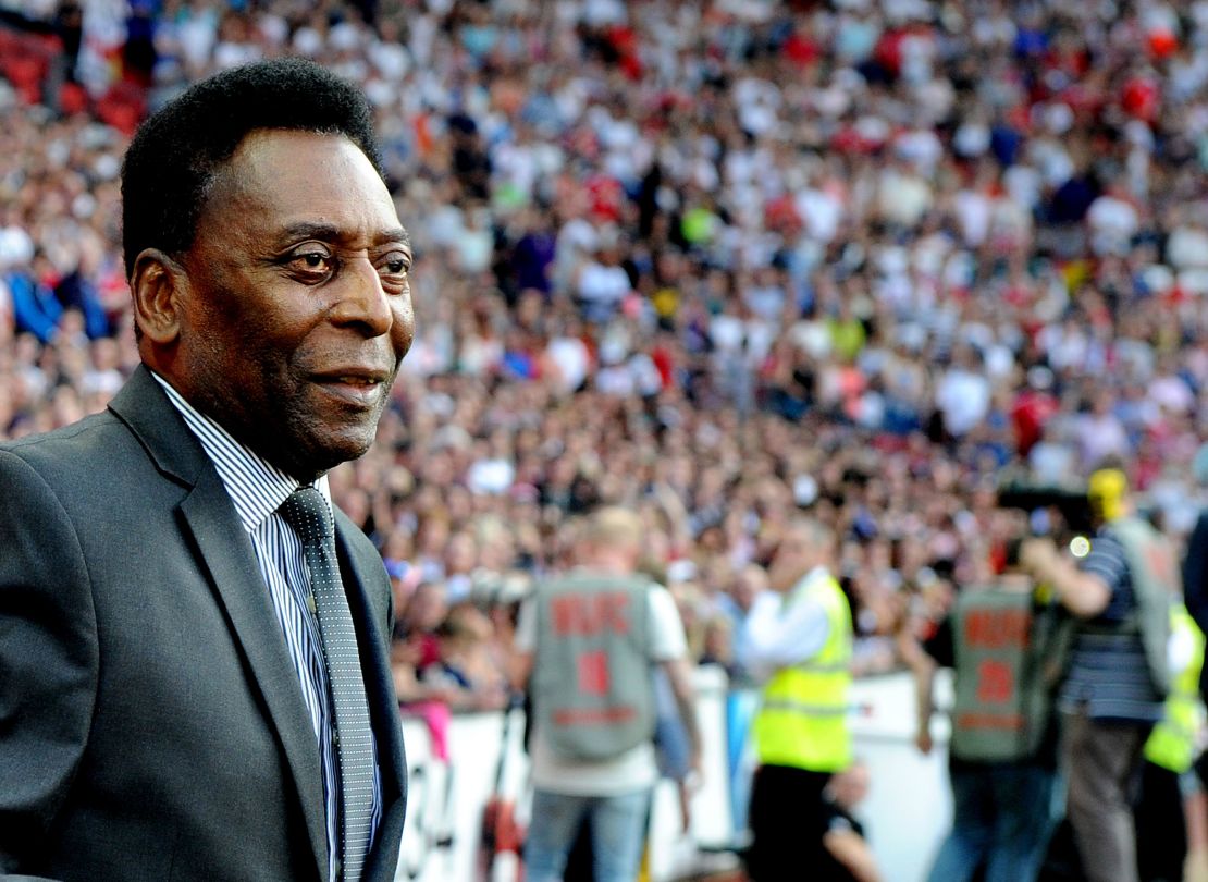Pelé attends Soccer Aid at Old Trafford in Manchester on June 5, 2016.