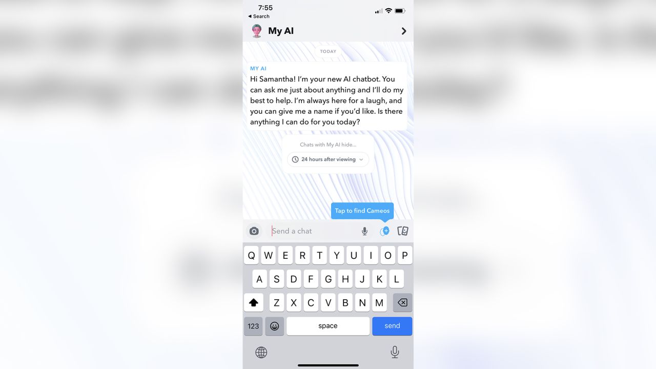 Snapchat's new AI chatbot.
