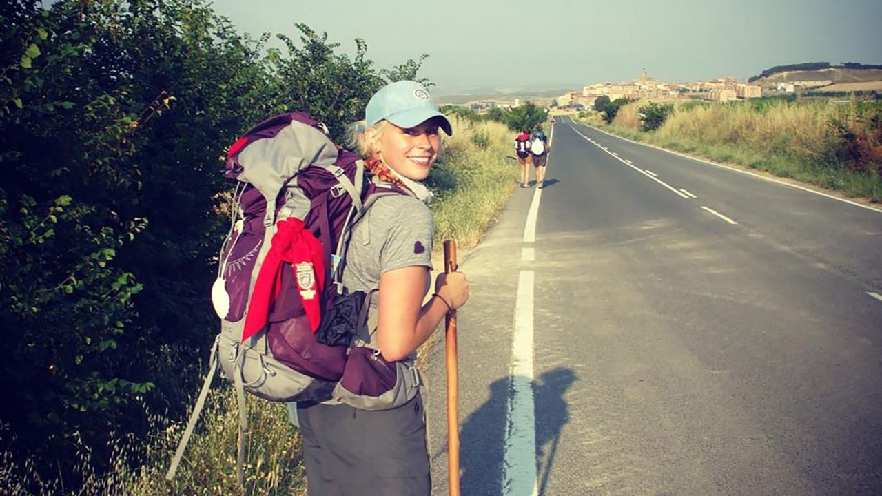 Here's Loni, pictured hiking the Camino de Santiago.