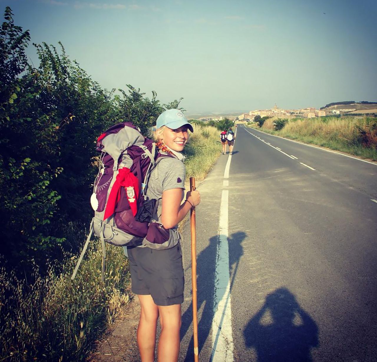 Here's Loni, pictured hiking the Camino de Santiago.